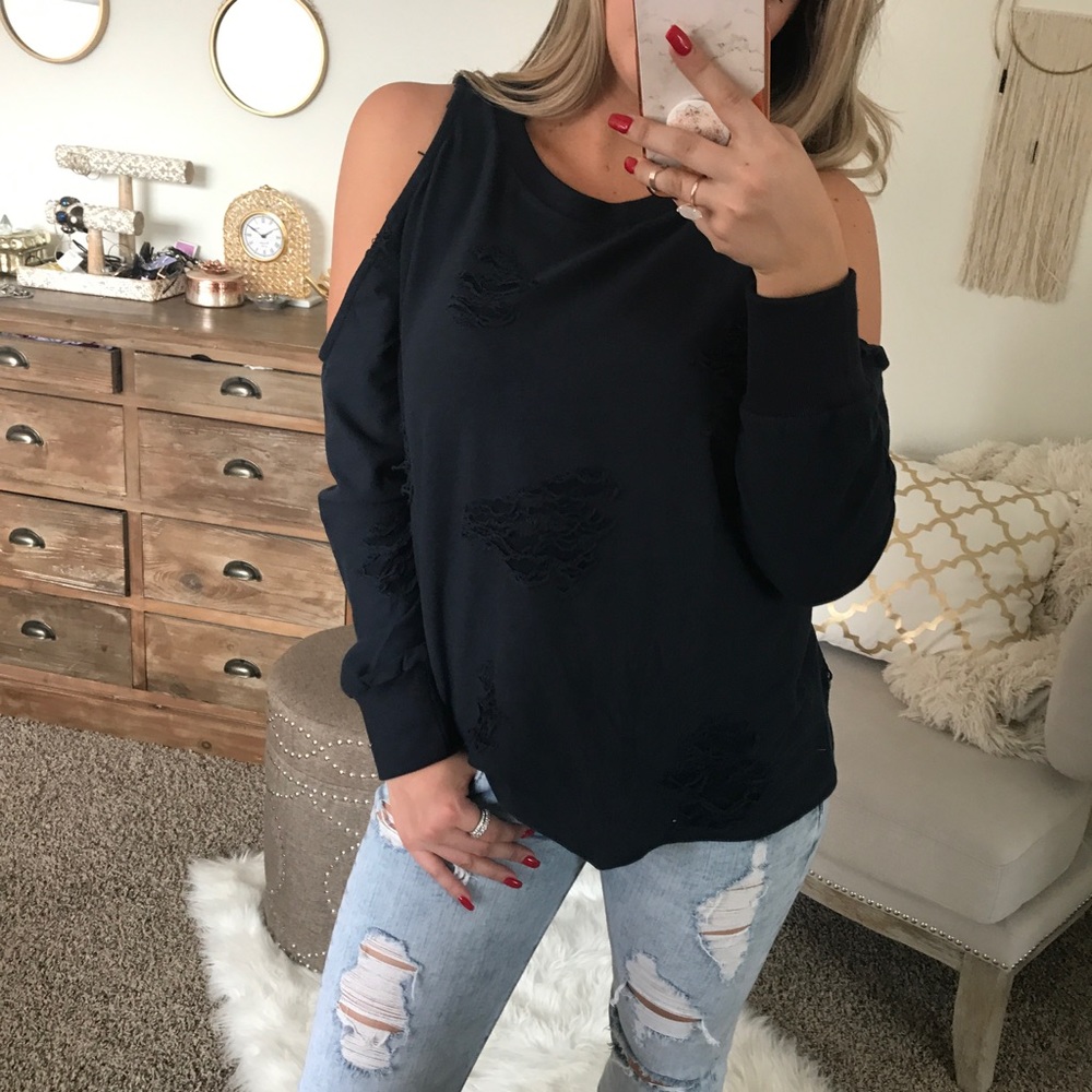 LAST1•Blizzard Distressed CS Navy Terry Top - Picture 2 of 7