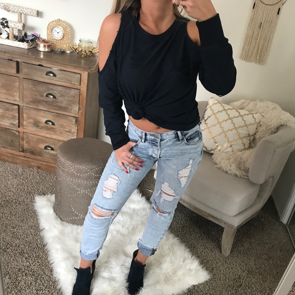 LAST1•Blizzard Distressed CS Navy Terry Top - Picture 5 of 7