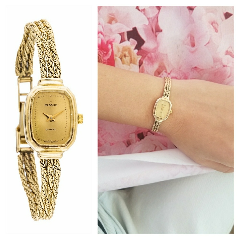 Movado Vintage 14k Gold 3 Strings Bracelet Watch