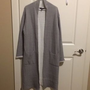 Gray sweater duster