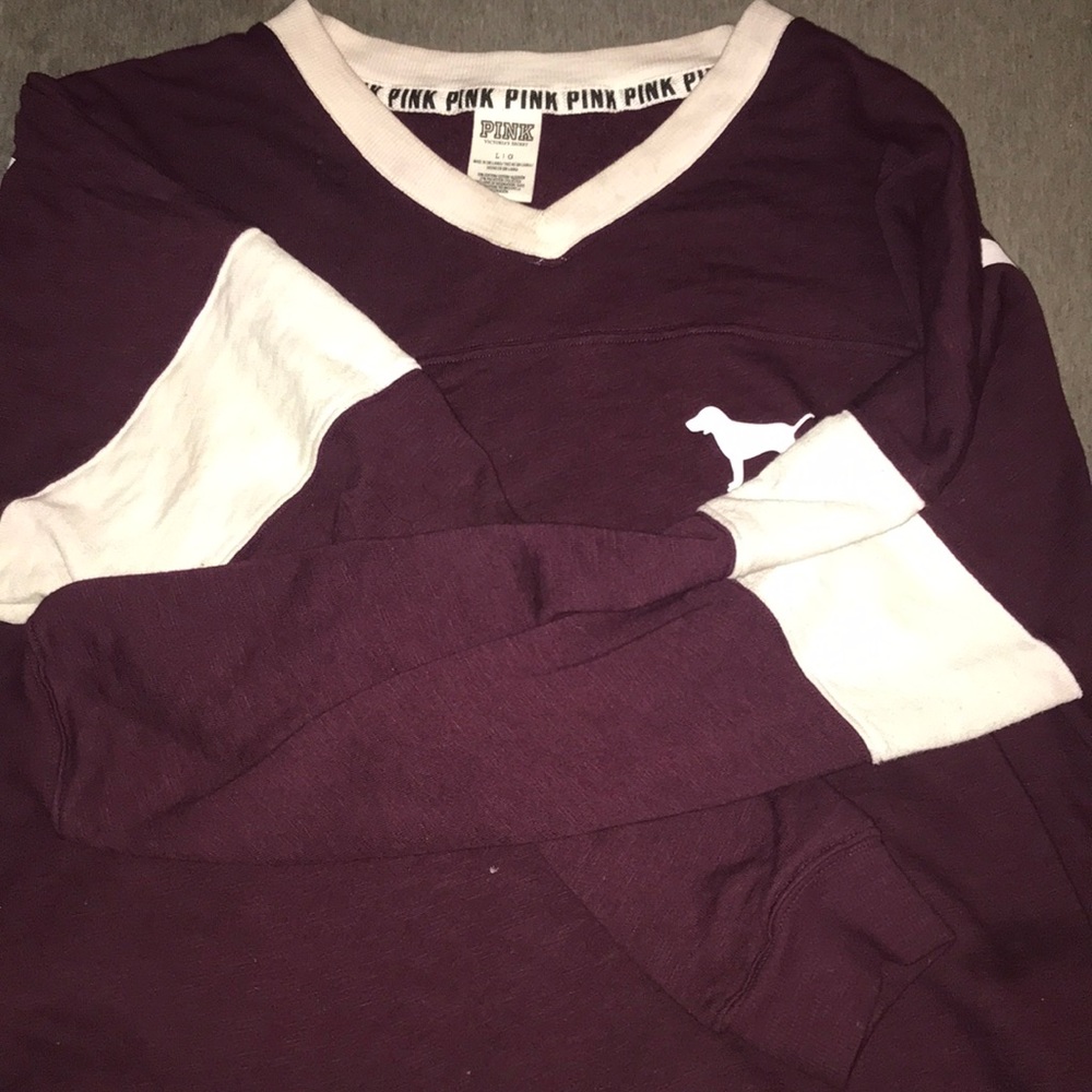 PINK Long Sleeved Maroon sweater