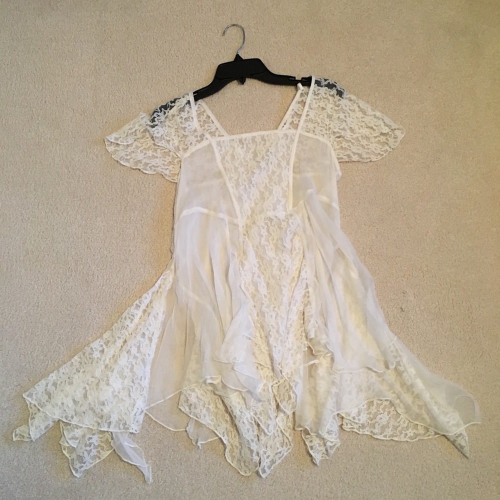 Free People sheer white lace tunic