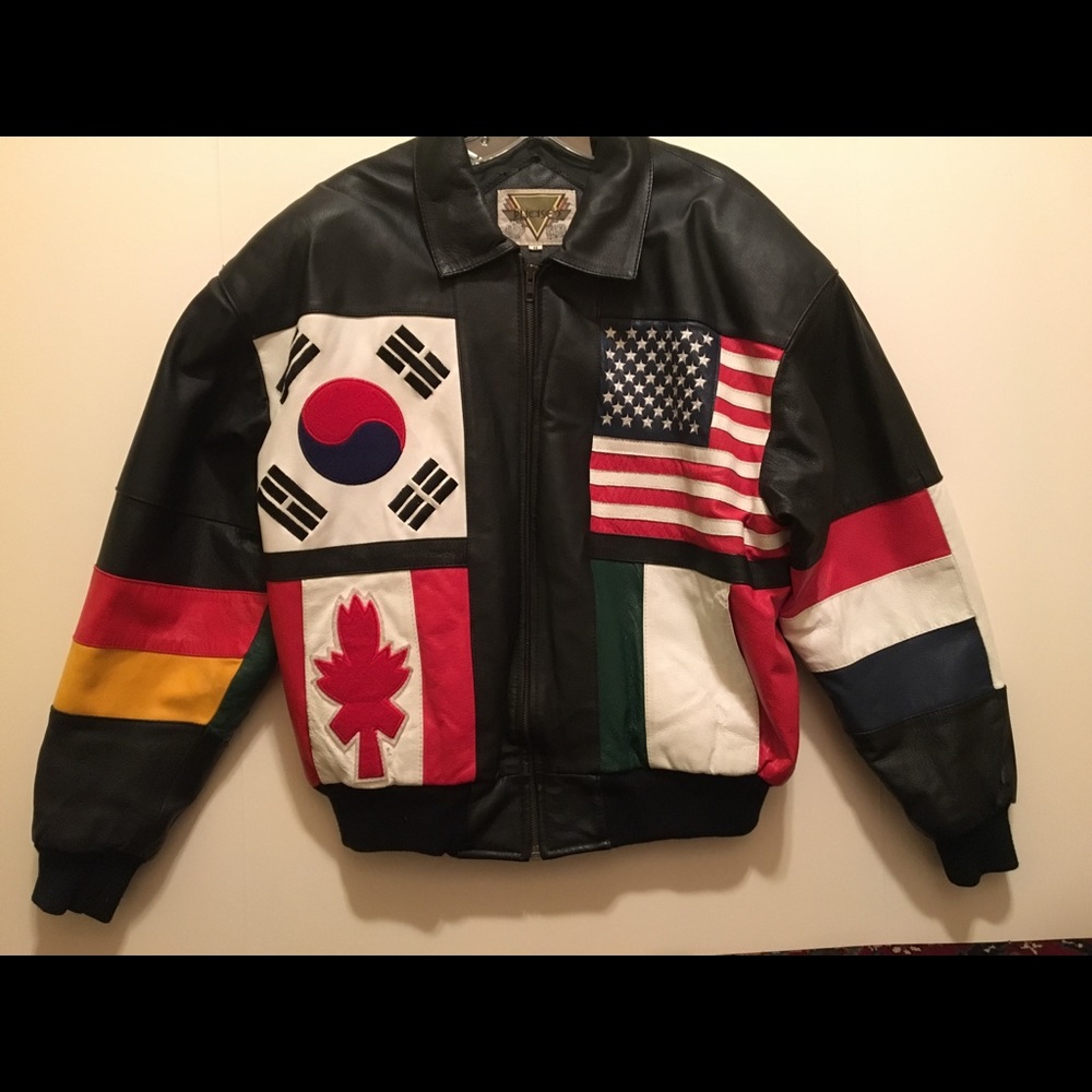 Vintage Leather Flag Jacket by Phase 2