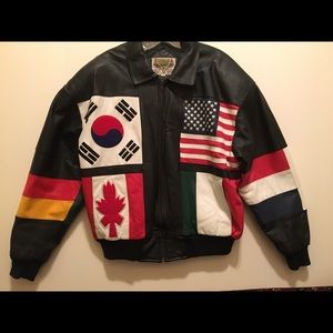 Vintage Leather Flag Jacket by Phase 2