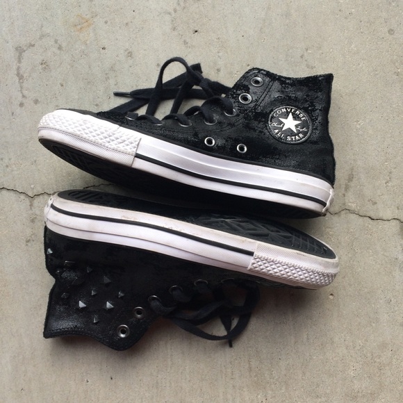 Converse All Star Black Leather High Top ✨🍒 - Picture 3 of 6