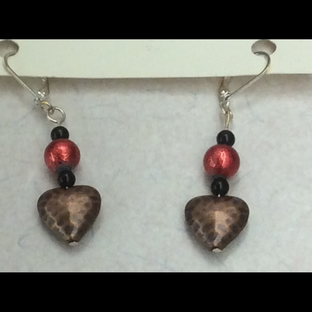 Copper heart earrings
