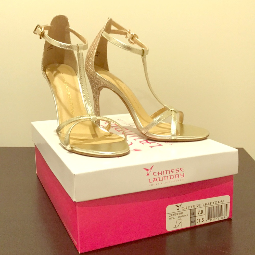 Chinese Laundry Strappy golden heels ✨