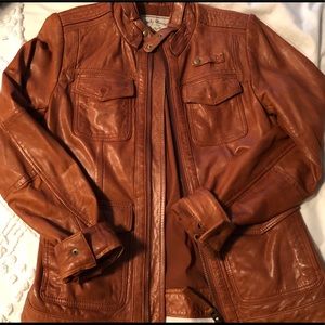Cognac Leather Jacket Lucky Brand