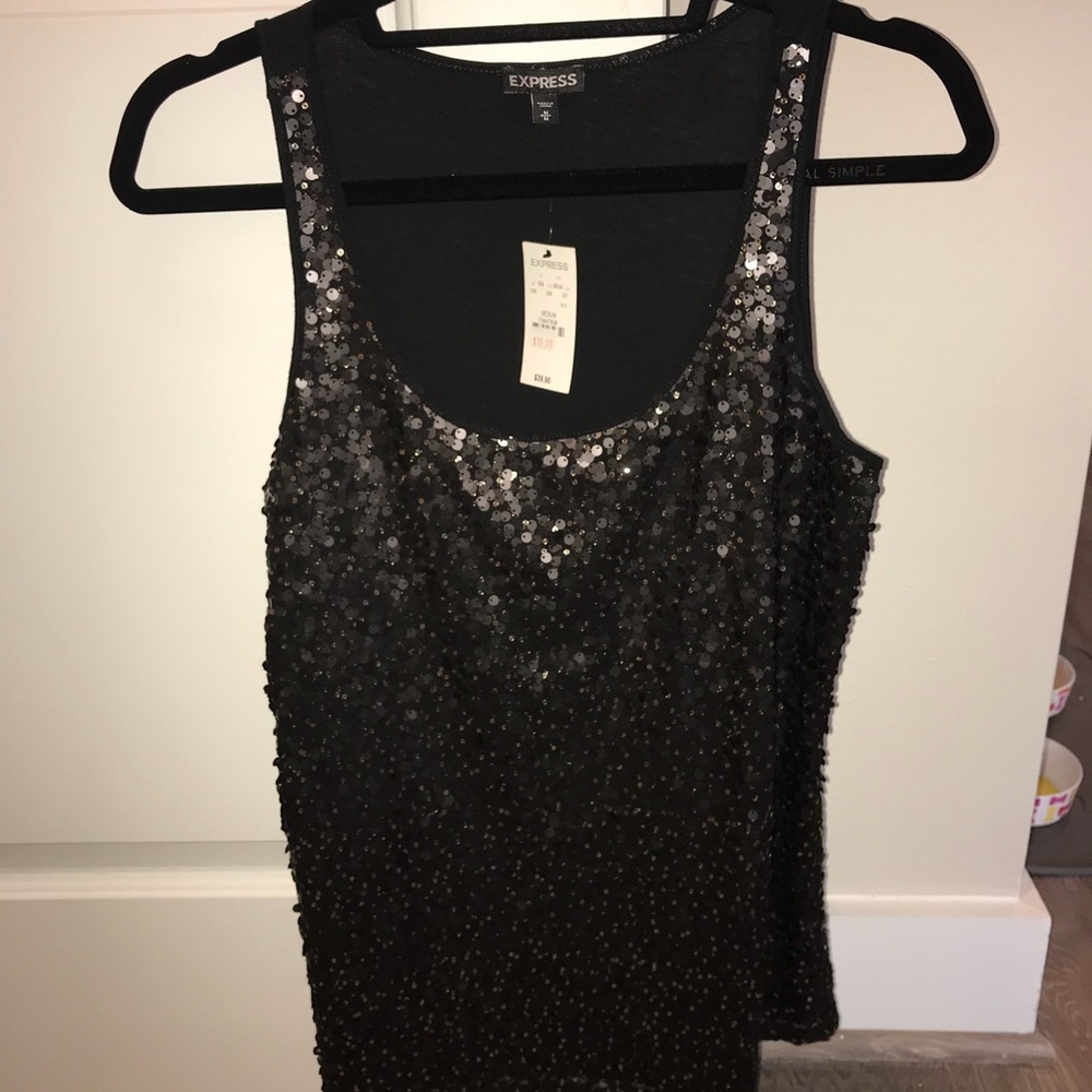 Express Black Sequin Tank Top