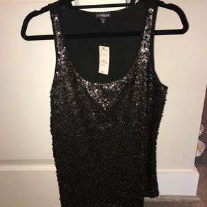 Express Black Sequin Tank Top