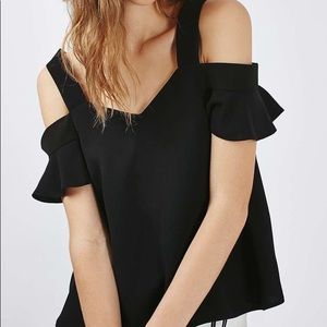 Topshop Bardot Top Black Size 6
