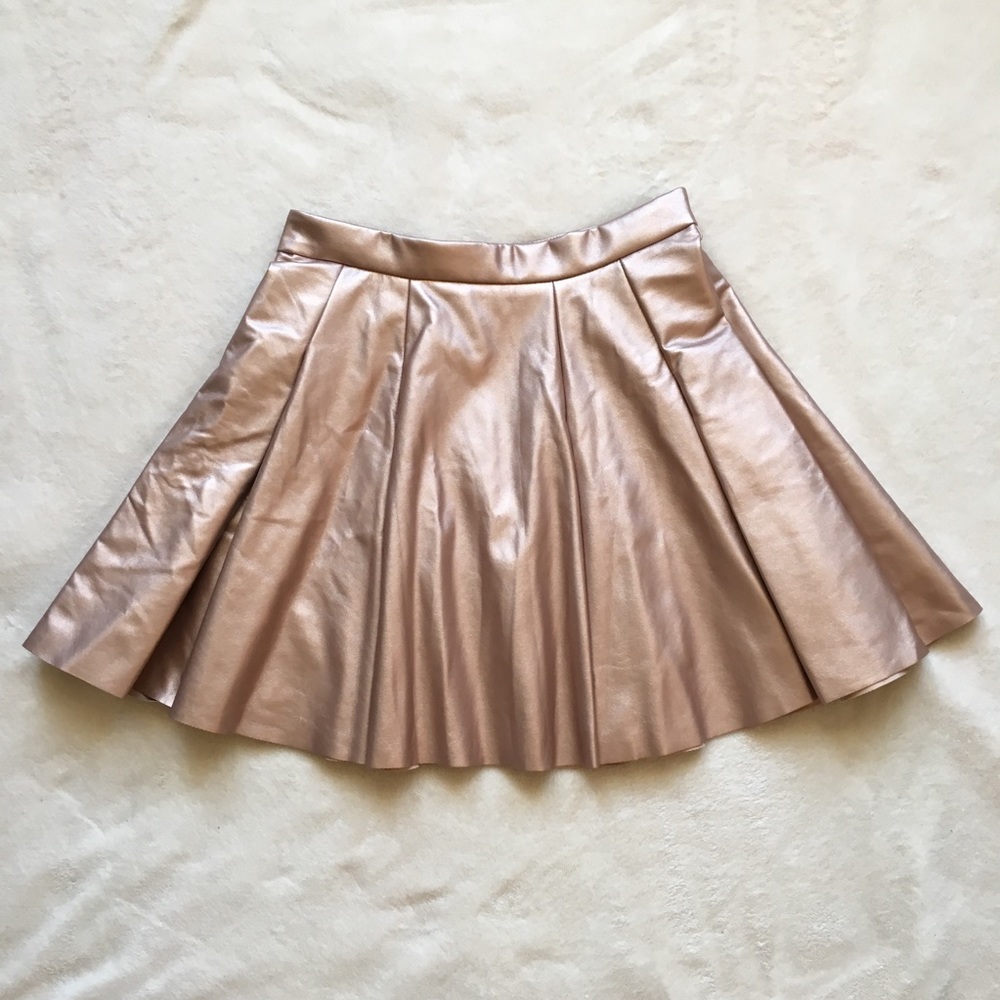 S Worn Once Rose Gold Pleated Skirt