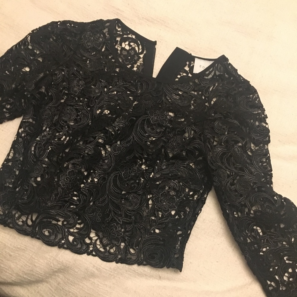 Black cut out crop top from express