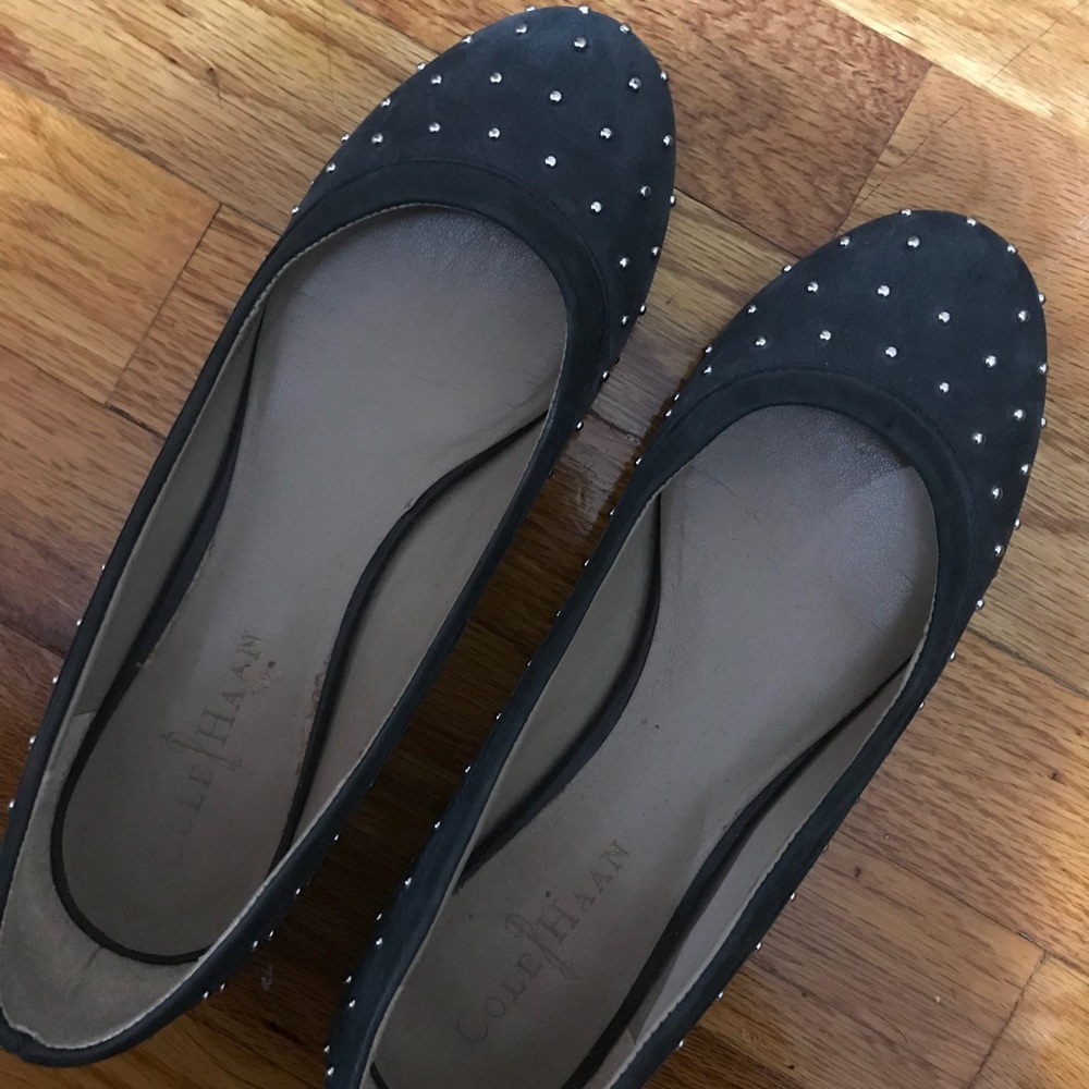 Cole Haan dark grey studded flats