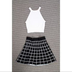 Black & White Knitted Skater Skirt