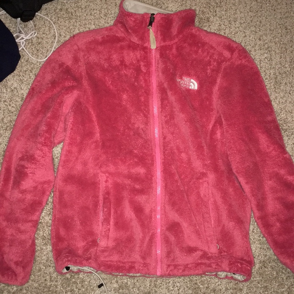 A fuzzy north face jacket