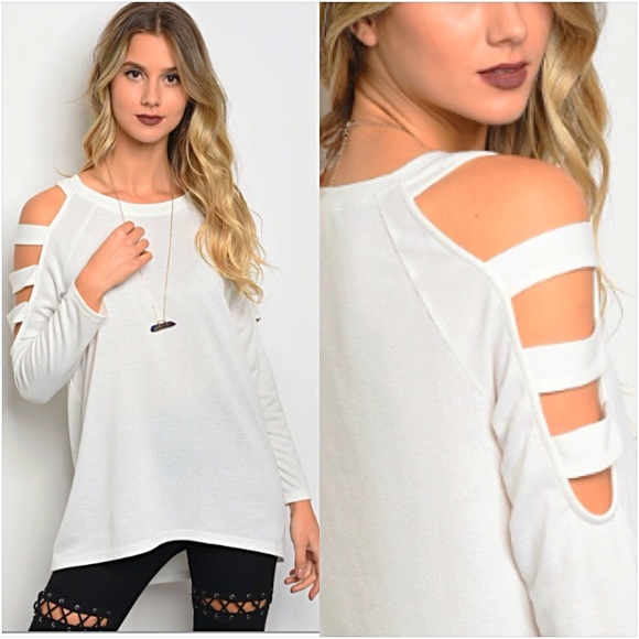 ❤️1HRSALE Ivory Lightweight Ladder Tunic Top sold - Picture 2 of 5