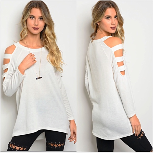 ❤️1HRSALE Ivory Lightweight Ladder Tunic Top sold - Picture 3 of 5