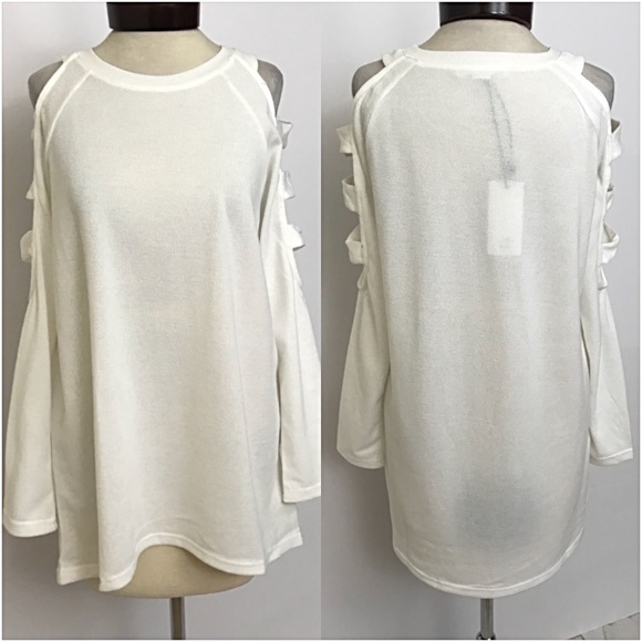 ❤️1HRSALE Ivory Lightweight Ladder Tunic Top sold - Picture 4 of 5