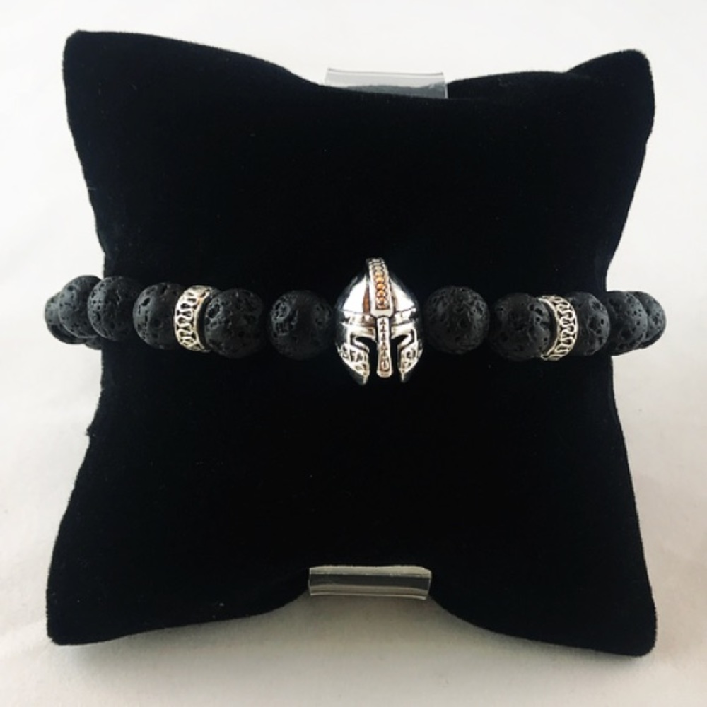 SALE ! Black lava rock gladiator beaded bracelet