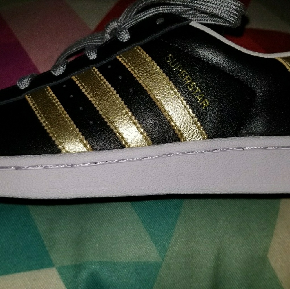 Womens Adidas RT Superstars Black and Gold