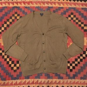J. Crew Olive Cotton/Cashmere Cardigan Size M