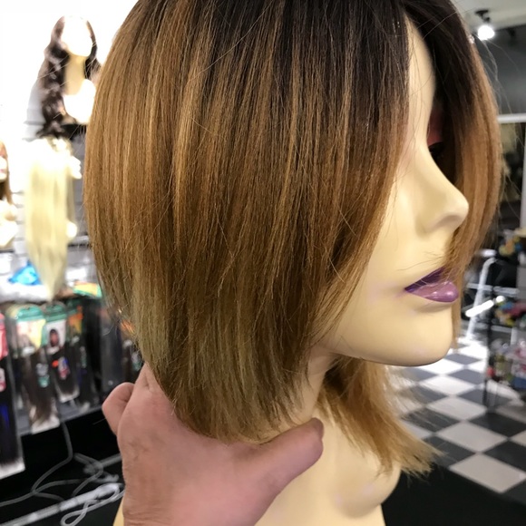 Ombré short thick wig blonde pixie bob wig main image 7