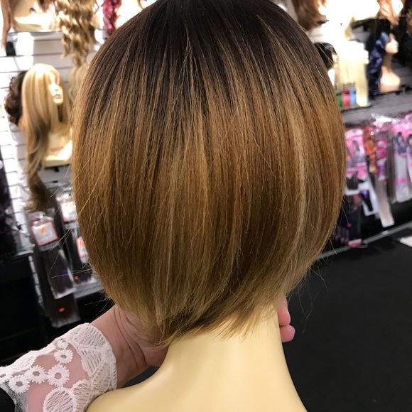 Ombré short thick wig blonde pixie bob wig main image 6