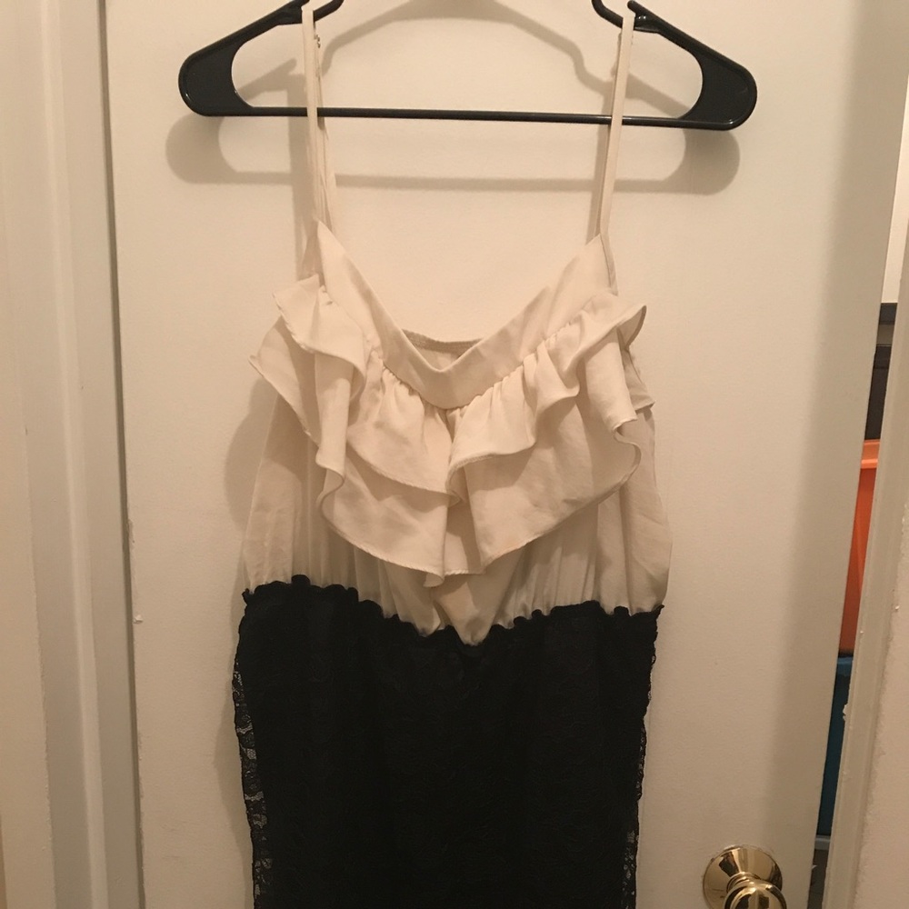 Xhiliration Ivory & Black Lace Dress