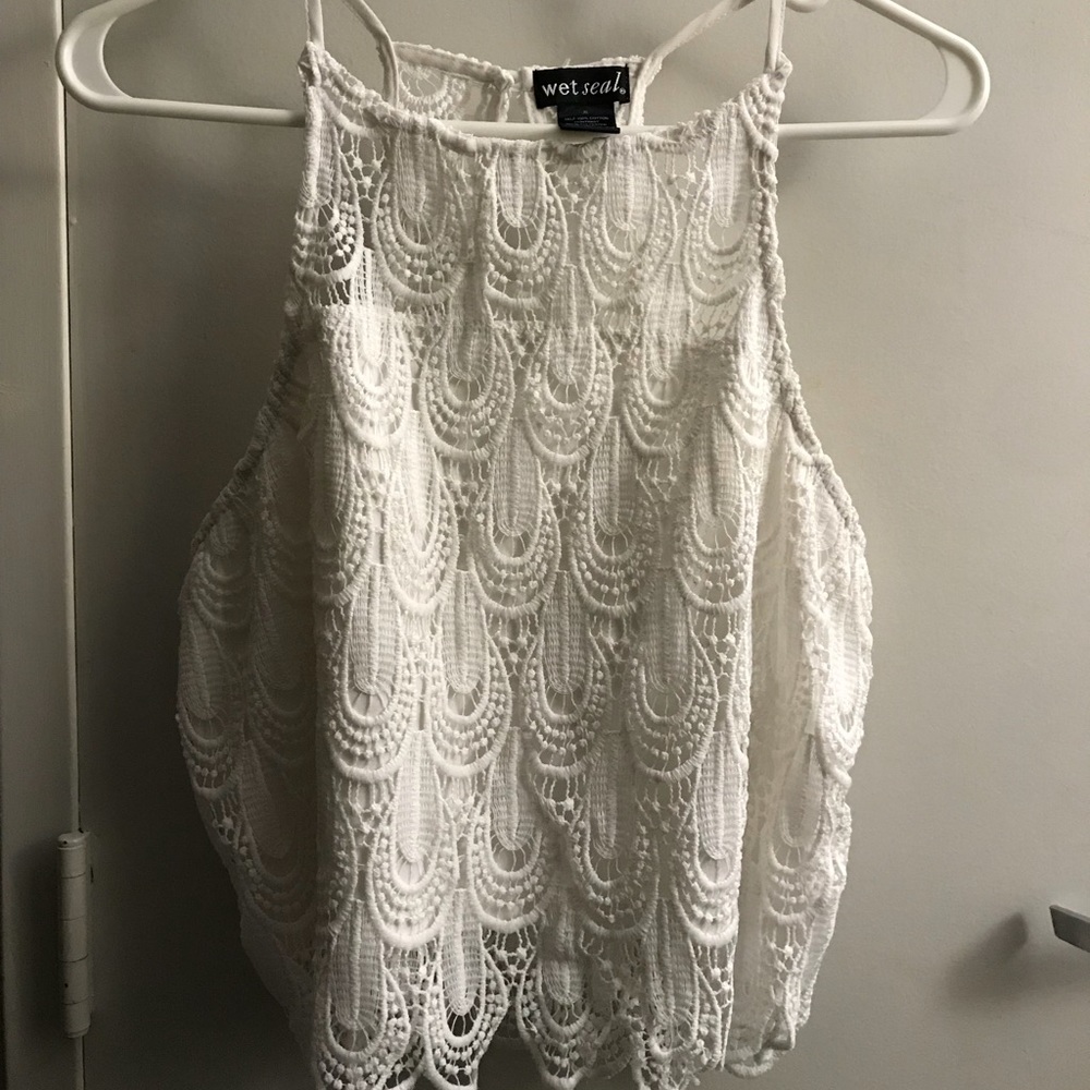 Wet Seal White Lace Crop Top