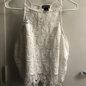Wet Seal White Lace Crop Top