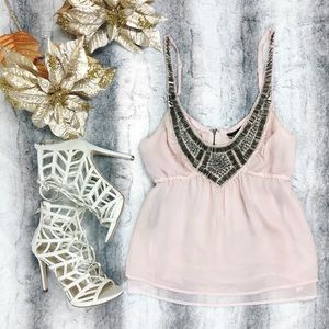 Bebe • Pink Beaded Babydoll Tank