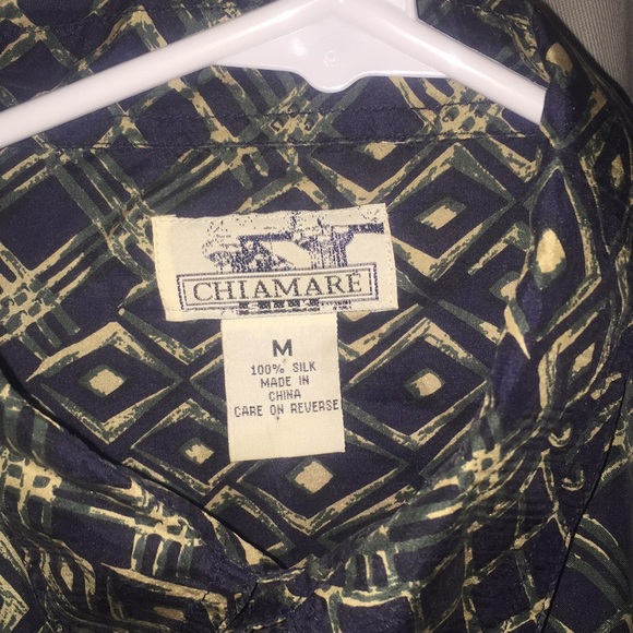 Men's 💯 Silk button down long sleeve collar shirt - Picture 2 of 4