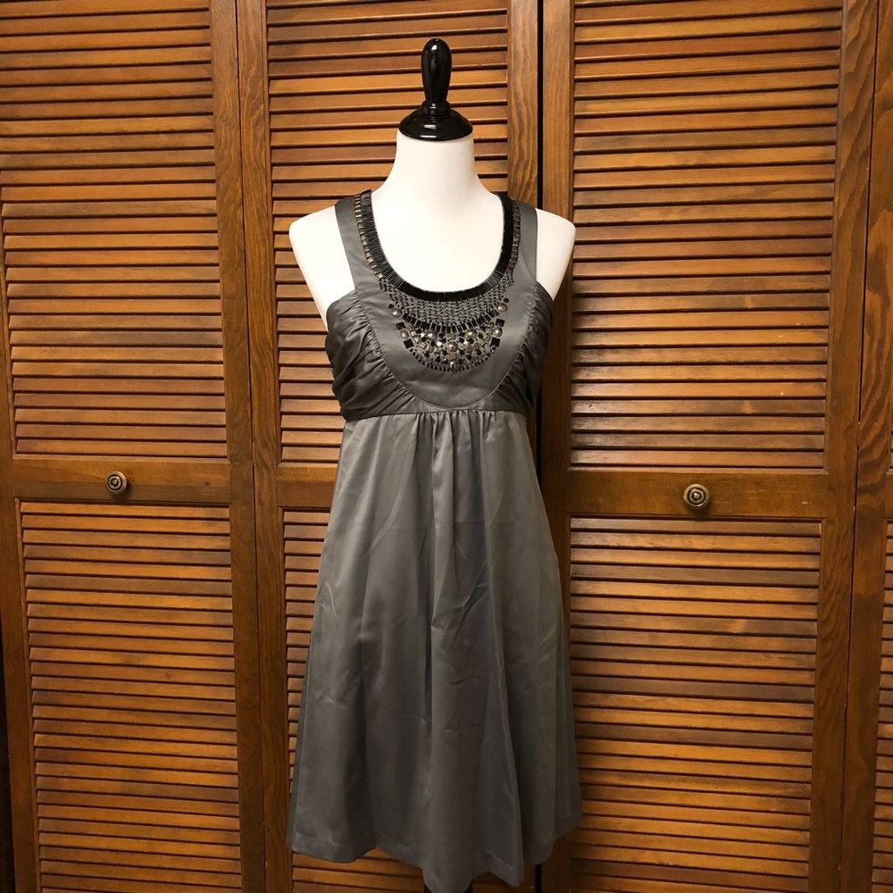 Kensie Beaded Dark Gray Dress
