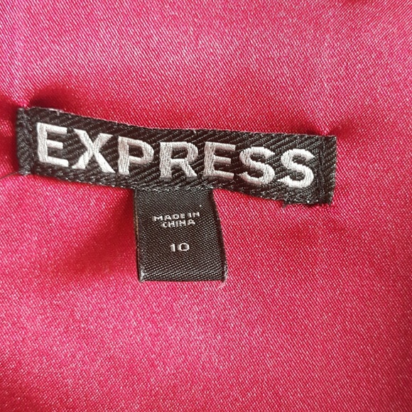 Express Satin Red Dress Size 10 Halter V Neck - Picture 3 of 3