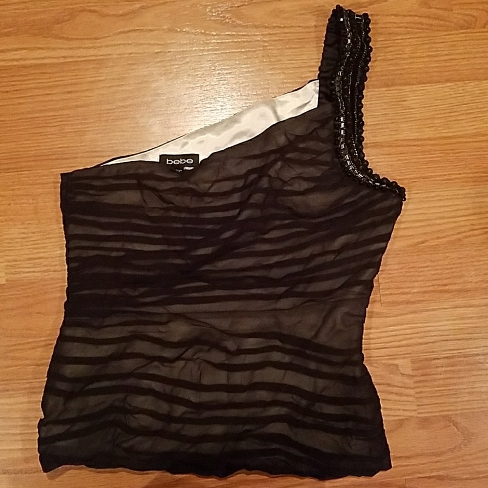 Black bebe top with a beaded strap
