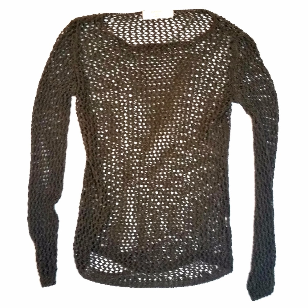 ZARA KNIT Womens Size S 26 Blouse Green Top Shirt