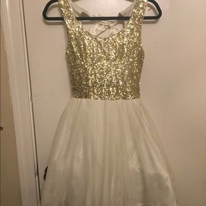B Darlin gold and white tule dress