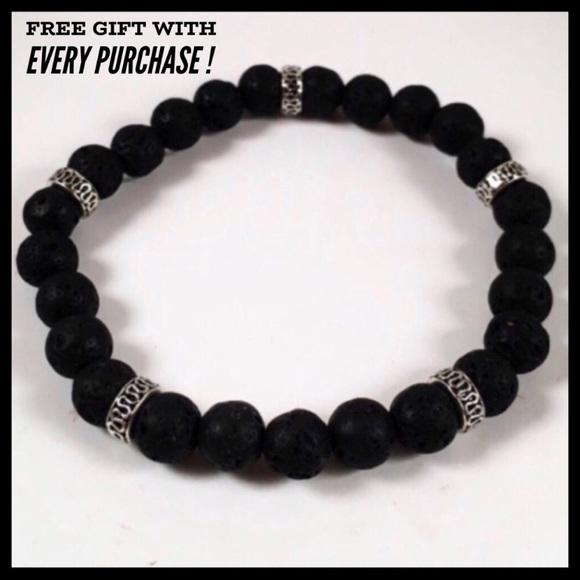 Silverskylight Other - Men or women Black lava rock celtic bead bracelet