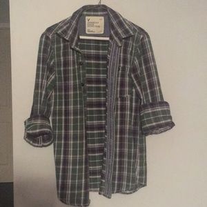 Long sleeve flannel American eagle button up