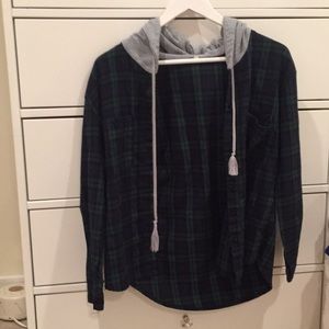 urban outfitters button up flannel hoody