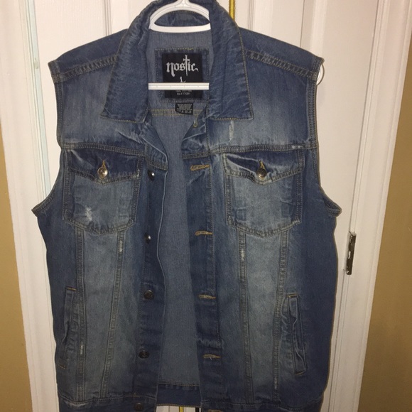 mens blue jean vest