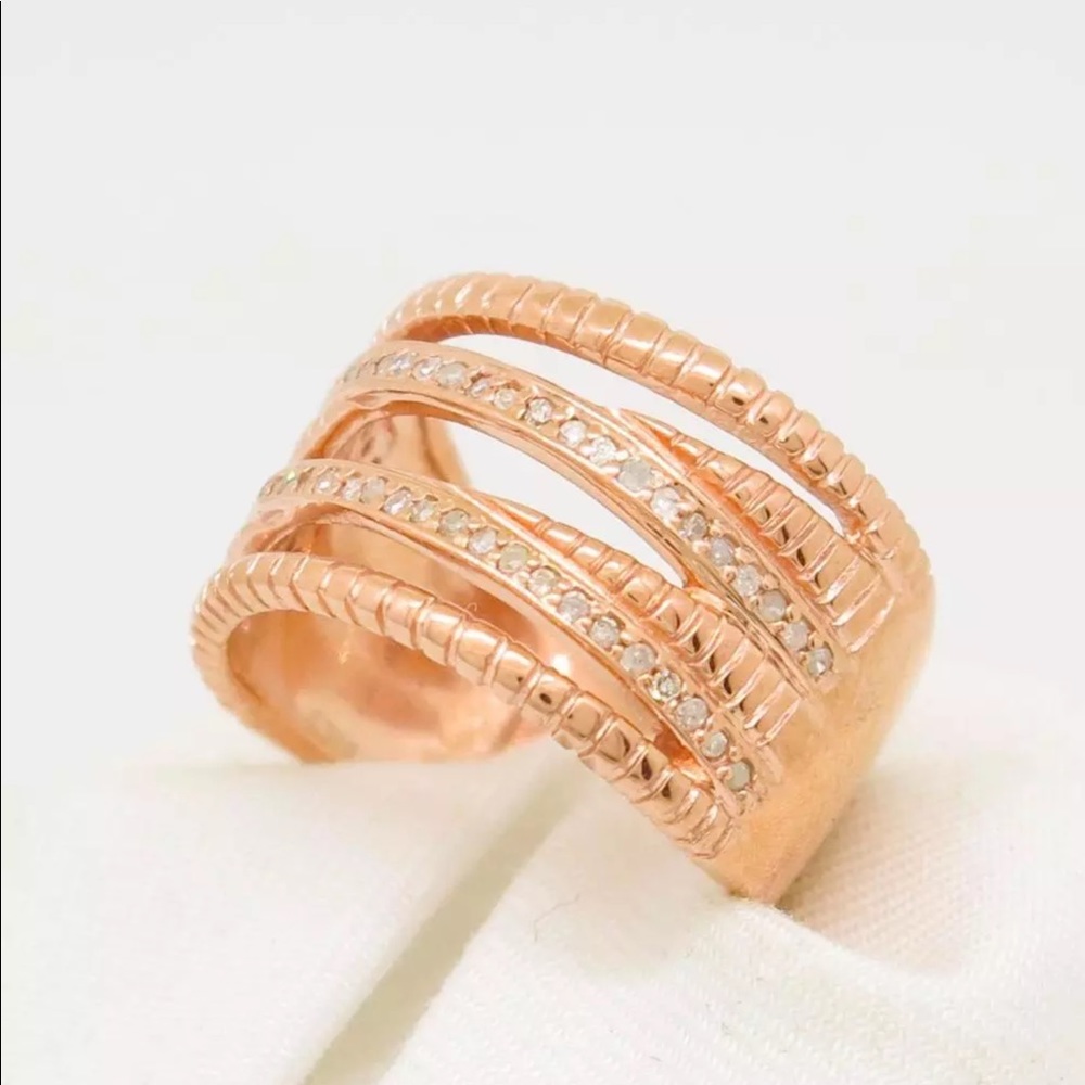 1/4Cttw Natural Diamond Rose Gold Sterling Silver - Picture 2 of 6