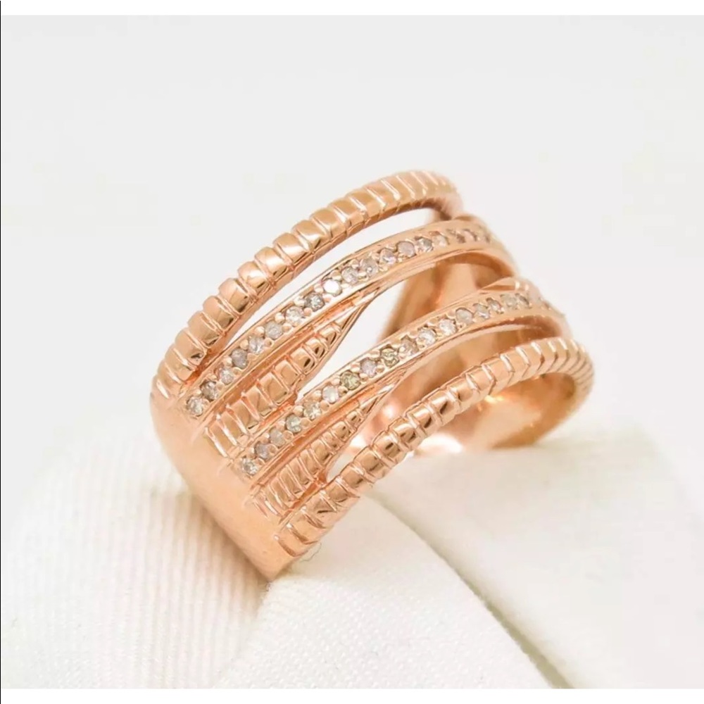 1/4Cttw Natural Diamond Rose Gold Sterling Silver - Picture 4 of 6