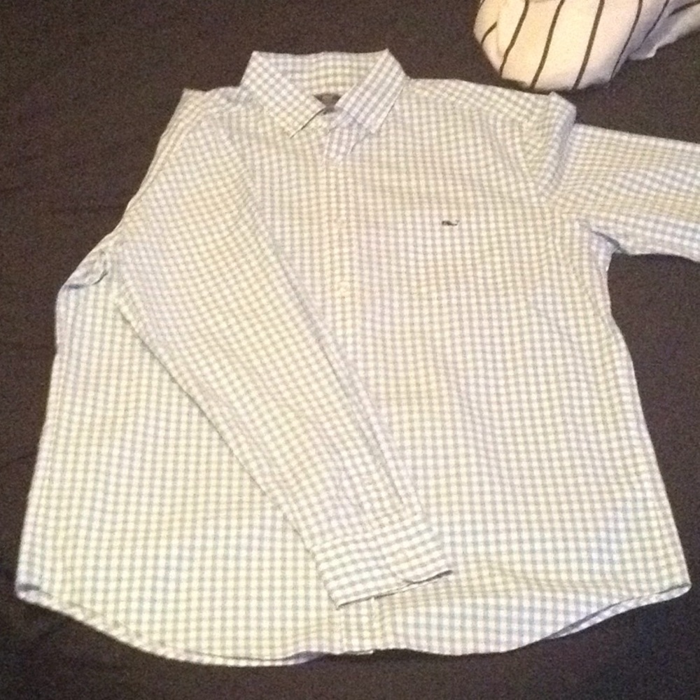 Vineyard vines baby blue gingham Oxford