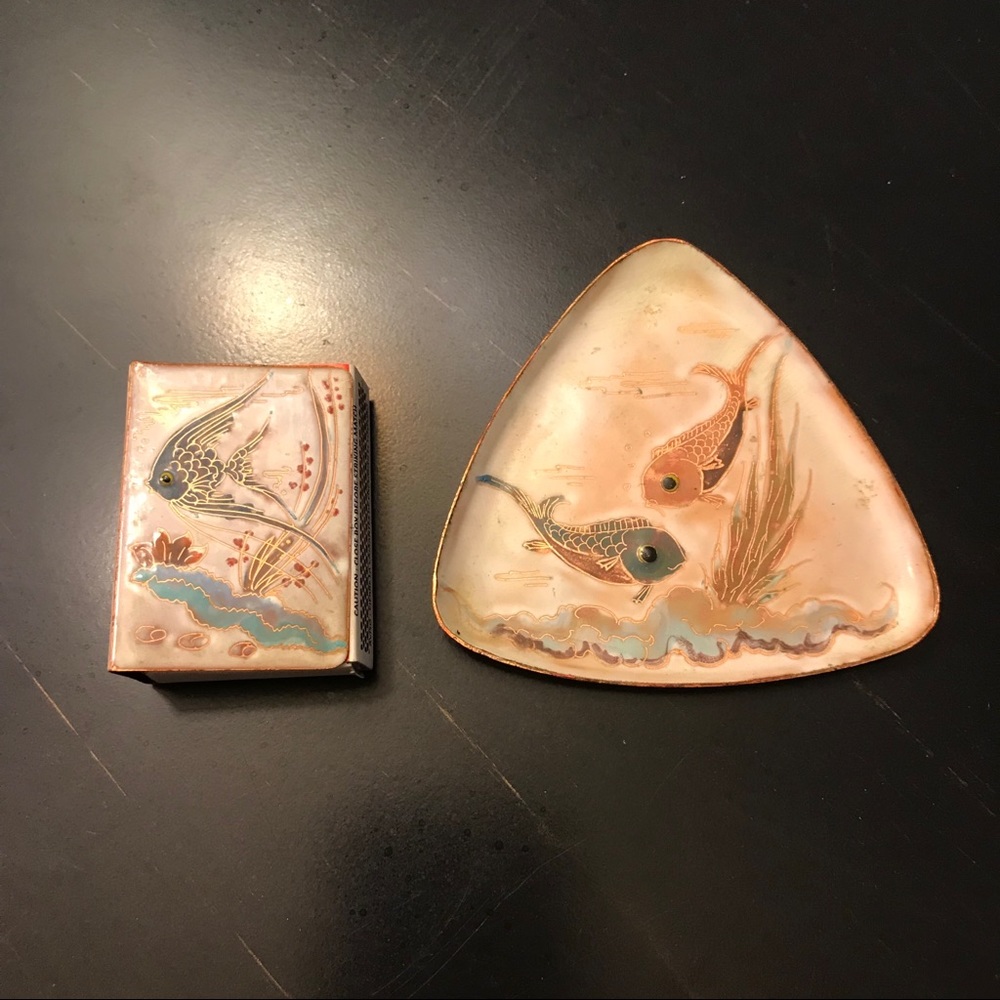 Dutch Antique Enamel Smoking set