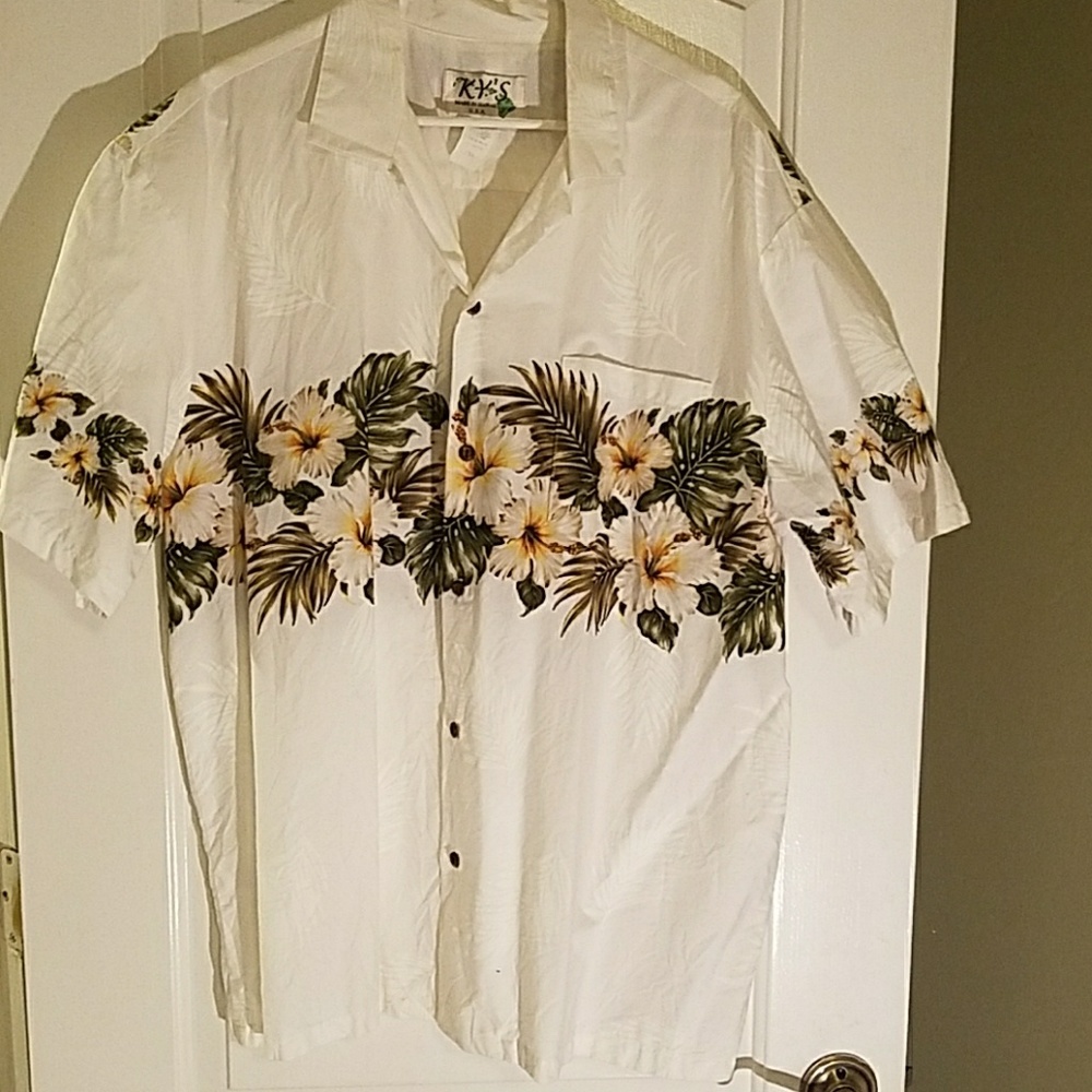 Hawaiin Shirt White XXL Button Down