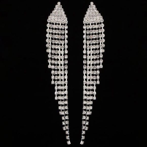 Sparkling Crystal Rhinestone Dangle Earrings NWT - Picture 5 of 5