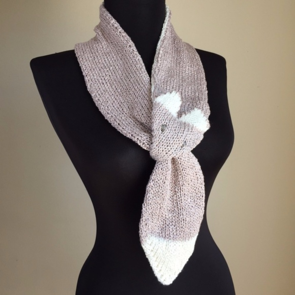 [For Jackie] Fox Stole Scarf Pink Knitted Ascot