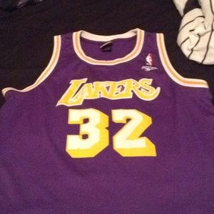 Magic Johnson purple Lakers jersey